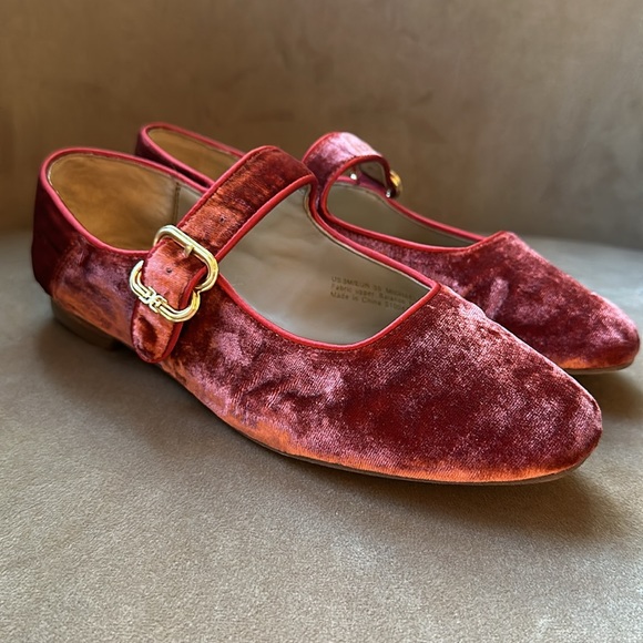 Girls Sam Edelman Velvet flats in Maroon, size 3 - Picture 2 of 13